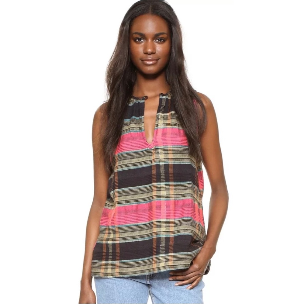 Ace & Jig Sleeveless Hope Top in Raven Size XS in Metallic Plaid